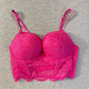 NWT Victoria’s Secret pink, fuchsia lace corset 36D